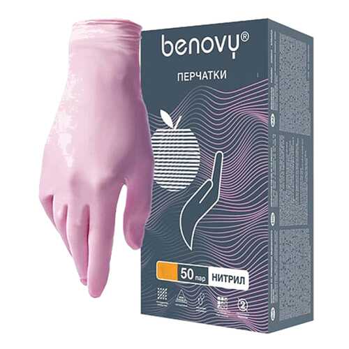 Розовые нитриловые перчатки BENOVY размер M 100 шт.50 пар Rubber Tech Ltd в Аптека Озерки