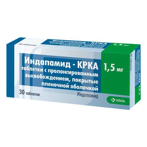 Индапамид-КРКА таблетки пролонг.п.п.о.1,5 мг №30 в Аптека Озерки