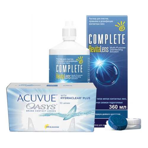 Контактные линзы Acuvue Oasys 12 линз R 8.4 +1.75 + Раствор Complete RevitaLens 360 мл в Аптека Озерки