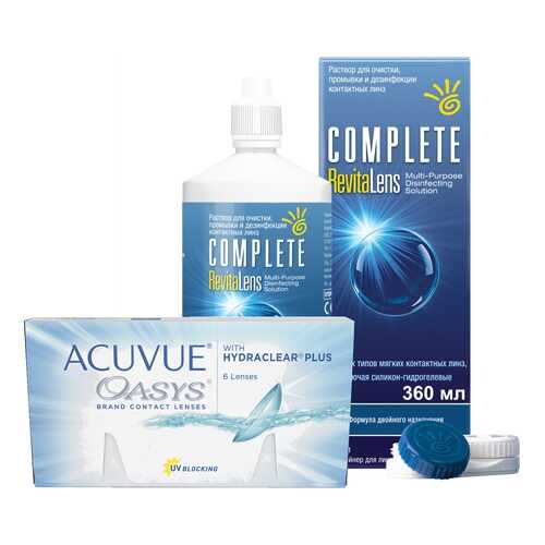 Контактные линзы Acuvue Oasys 6 линз R 8.4 -11.00 + Раствор Complete RevitaLens 360 мл в Аптека Озерки
