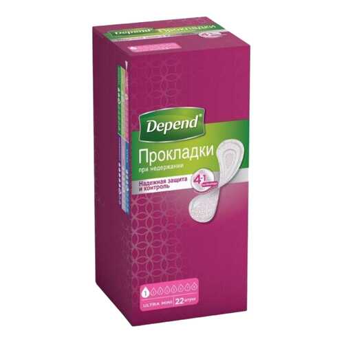 Прокладки Depend при недержании женские Ультра Мини, 22 шт. в Аптека Озерки